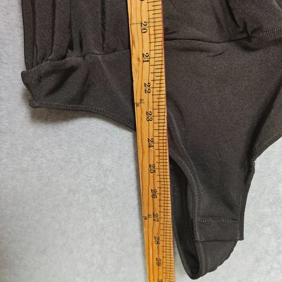 Free People Intimately Size S Chocolate CoquetteDrape Long Sleeve Thong Bodysuit - Picture 7 of 8